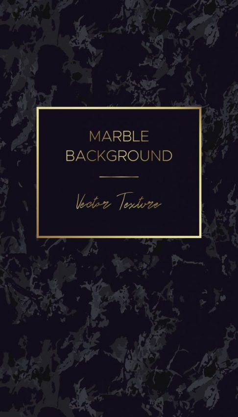 A black marble background with gold lettering.