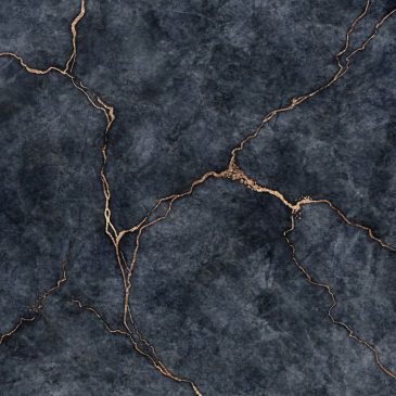 A dark blue marble with gold veins.