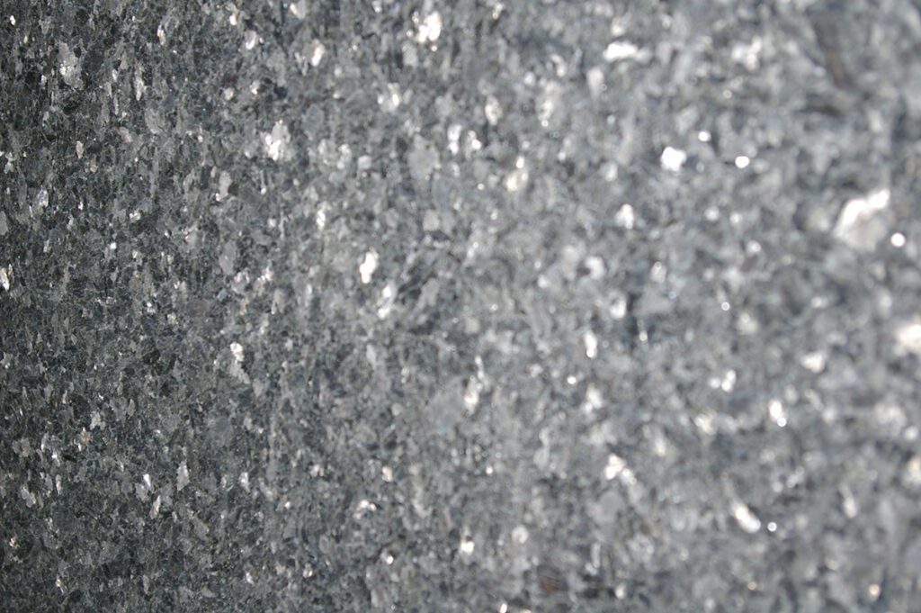 A close up of the silver metal flake