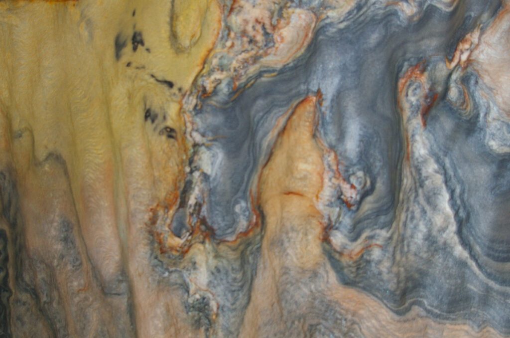 A close up of the stone surface with different colors