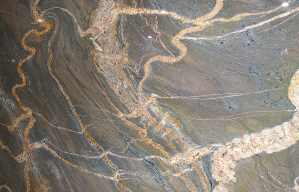 A close up of the veins on a marble surface