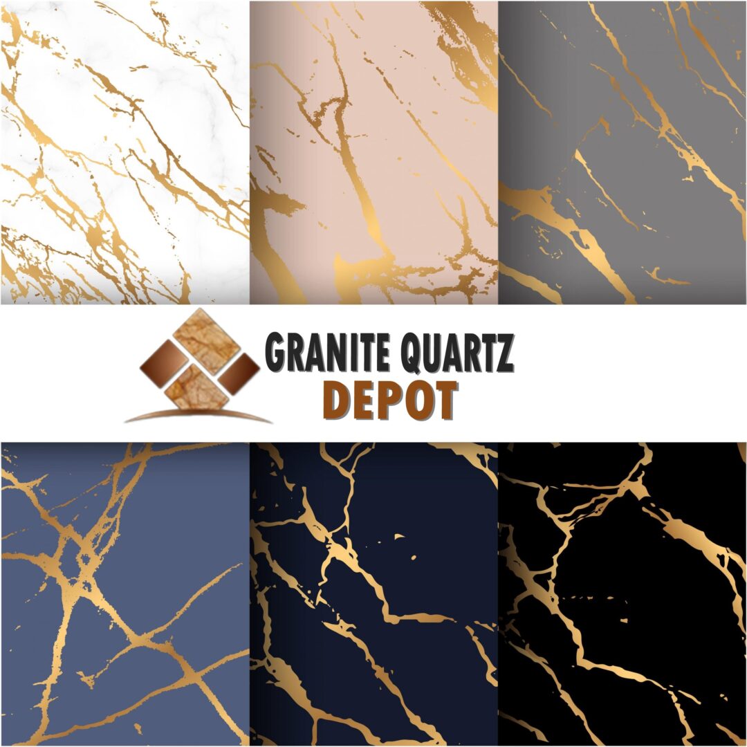 A series of six different colored marble textures.